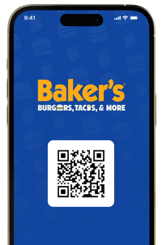 Iphone with a QR code to scan bakers rewards